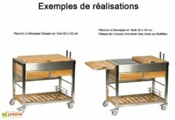Chariot Pour Cuisine Extérieure Aluminium Et Teck TomBoy Duo -MON AMENAGEMENT JARDIN Soldes chariot teck acier inox cuisine exterieure indu plus tomboy duo 4