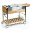Chariot Pour Cuisine Extérieure Acier Et Teck TomBoy Duo Unico -MON AMENAGEMENT JARDIN Soldes chariot teck acier inox cuisine exterieure indu plus tomboy duo unico