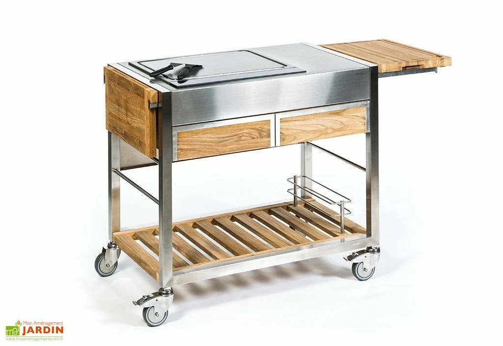 Chariot Pour Cuisine Extérieure Acier Et Teck TomBoy Duo Unico 3 Chariot Pour Cuisine Extérieure Acier Et Teck TomBoy Duo Unico