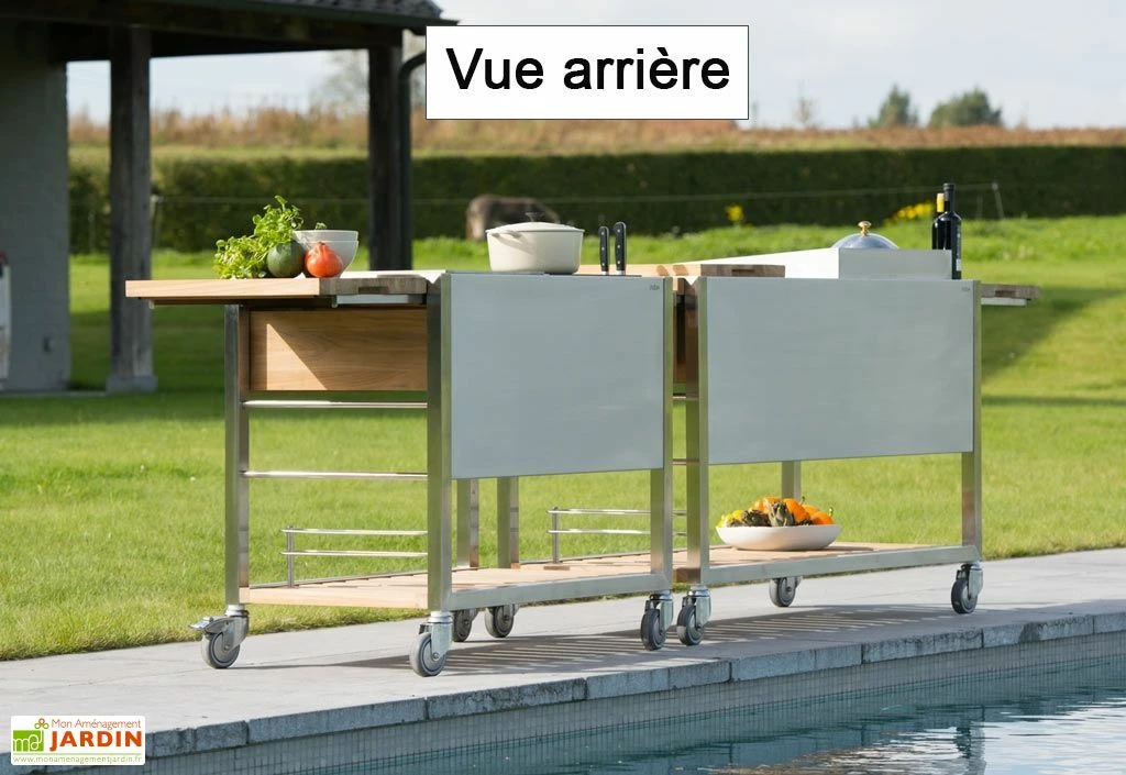 Chariot Pour Cuisine Extérieure Acier Et Teck TomBoy Duo Unico 5 Chariot Pour Cuisine Extérieure Acier Et Teck TomBoy Duo Unico – Image 3