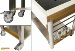 Chariot Pour Cuisine Extérieure Aluminium Et Teck ServeBoy Duo Unico -MON AMENAGEMENT JARDIN Soldes chariot teck aluminium cuisine exterieure indu plus servboy 1 1