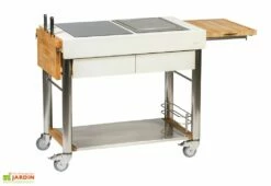 Chariot Pour Cuisine Extérieure Aluminium Et Teck ServeBoy Duo
