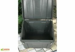 Coffre De Jardin Avec Grenouillères Cadenassables – 140 L -MON AMENAGEMENT JARDIN Soldes coffre de jardin gris anthracite 1