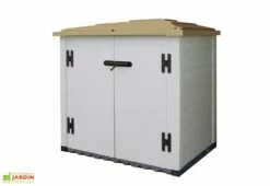 Coffre De Rangement Multifonction En PVC 1100L 122x82x130cm -MON AMENAGEMENT JARDIN Soldes coffre de rangement en resine taupe 120x80 3