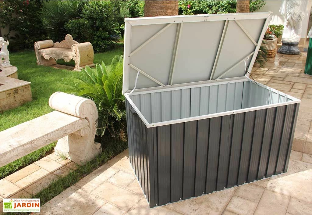 Coffre De Jardin En Métal Gris Anthracite Duramax - 174 X 73 X 73 Cm 4 Coffre De Jardin En Métal Gris Anthracite Duramax - 174 X 73 X 73 Cm – Image 2