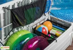 Coffre De Jardin Et Piscine Keter Blanc En Résine – Pool Box 455 L -MON AMENAGEMENT JARDIN Soldes coffre jardin piscine keter resine blanc pool box 455l 1