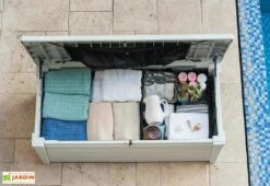 Coffre De Jardin Et Piscine Keter Blanc En Résine – Pool Box 455 L -MON AMENAGEMENT JARDIN Soldes coffre jardin piscine keter resine blanc pool box 455l 2