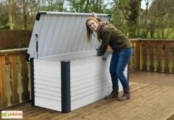 Coffre De Rangement Design En Métal PatioBox 135x78,5x72cm (4 Coloris) -MON AMENAGEMENT JARDIN Soldes coffre rangement jardin metal acier galvanise trimetals patiobox s 3 2
