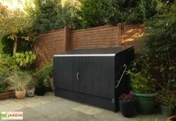 Coffre De Rangement Métal Storeguard Anthracite (196x89x113) -MON AMENAGEMENT JARDIN Soldes coffre rangement metal trim 1