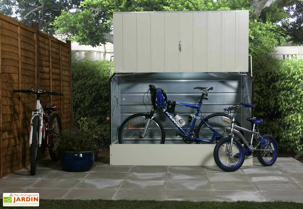 Coffre à Vélos En Métal Crème 196 X 89 X 133 Cm 4 Coffre à Vélos En Métal Crème 196 X 89 X 133 Cm – Image 2