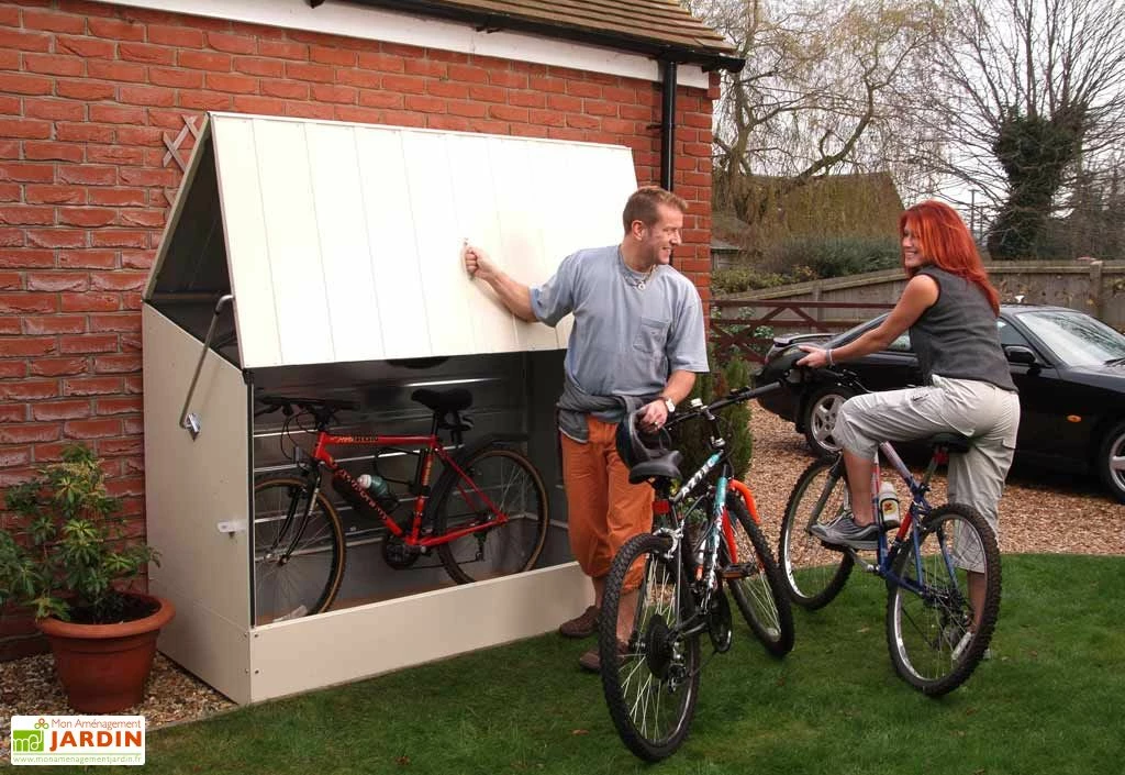 Coffre à Vélos En Métal Crème 196 X 89 X 133 Cm 3 Coffre à Vélos En Métal Crème 196 X 89 X 133 Cm