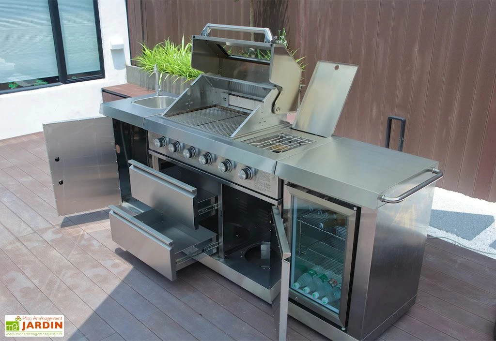 Cuisine Extérieure En Inox : Barbecue Gaz, Réfrigérateur, évier – Oxford 4 Cuisine Extérieure En Inox : Barbecue Gaz, Réfrigérateur, évier – Oxford – Image 2