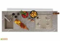 Cuisine Extérieure Professionnelle à 4 Modules STONE CANA Concept + Housse -MON AMENAGEMENT JARDIN Soldes cuisine exterieure professionnelle avec 4 modules stone effet pierre cana style avec housse offerte cana concept 3