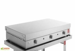 Plancha à Gaz En Inox Chef 80 (79 X 40 Cm) + Chariot Fermé Et Housse -MON AMENAGEMENT JARDIN Soldes details plancha gaz plaque inox chef80