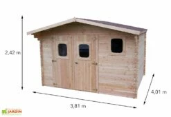 Abri De Jardin En Bois Douglas 28 Mm – 15,28 M² : 4,01 X 3,81 M -MON AMENAGEMENT JARDIN Soldes dimensions abri bois douglas 28mm 15m2 dommar habrita