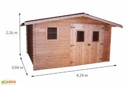 Abri De Jardin En Bois Douglas 28 Mm – 12,89 M² : 3,04 X 4,24 M -MON AMENAGEMENT JARDIN Soldes dimensions abri jardin bois douglas 28mm habrita 12m2