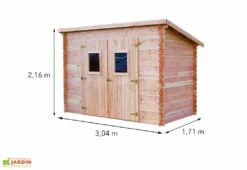Abri De Jardin En Bois Douglas 20 Mm Monopente – 5,20 M² : 1,71 X 3,04 M -MON AMENAGEMENT JARDIN Soldes dimensions abri jardin bois douglas habrita monopente 5m2