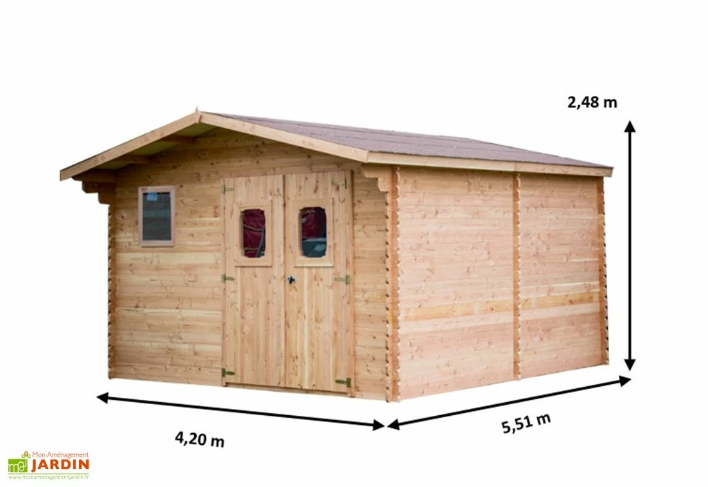 Abri De Jardin En Bois Douglas 28 Mm – 23,14 M² : 4,2 X 5,51 M 4 Abri De Jardin En Bois Douglas 28 Mm – 23,14 M² : 4,2 X 5,51 M – Image 2