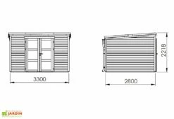 Abri De Jardin En Bois D’épicéa Brut Shelty Modern – 9,2 M² -MON AMENAGEMENT JARDIN Soldes dimensions abri schema