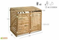 Cache Poubelle Double En Bois Traité Dioica -MON AMENAGEMENT JARDIN Soldes dimensions cache poubelle dioica jardipolys