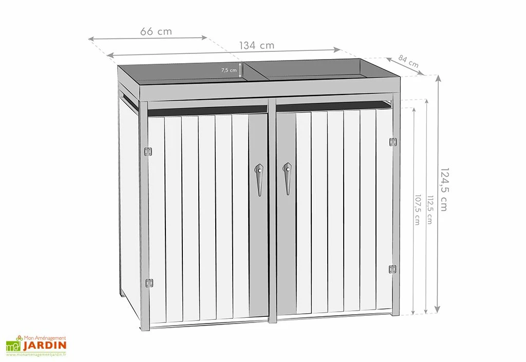 Cache Poubelle Extérieur Double Inox Imitation Bois – 2x 240 Litres 7 Cache Poubelle Extérieur Double Inox Imitation Bois – 2x 240 Litres – Image 5