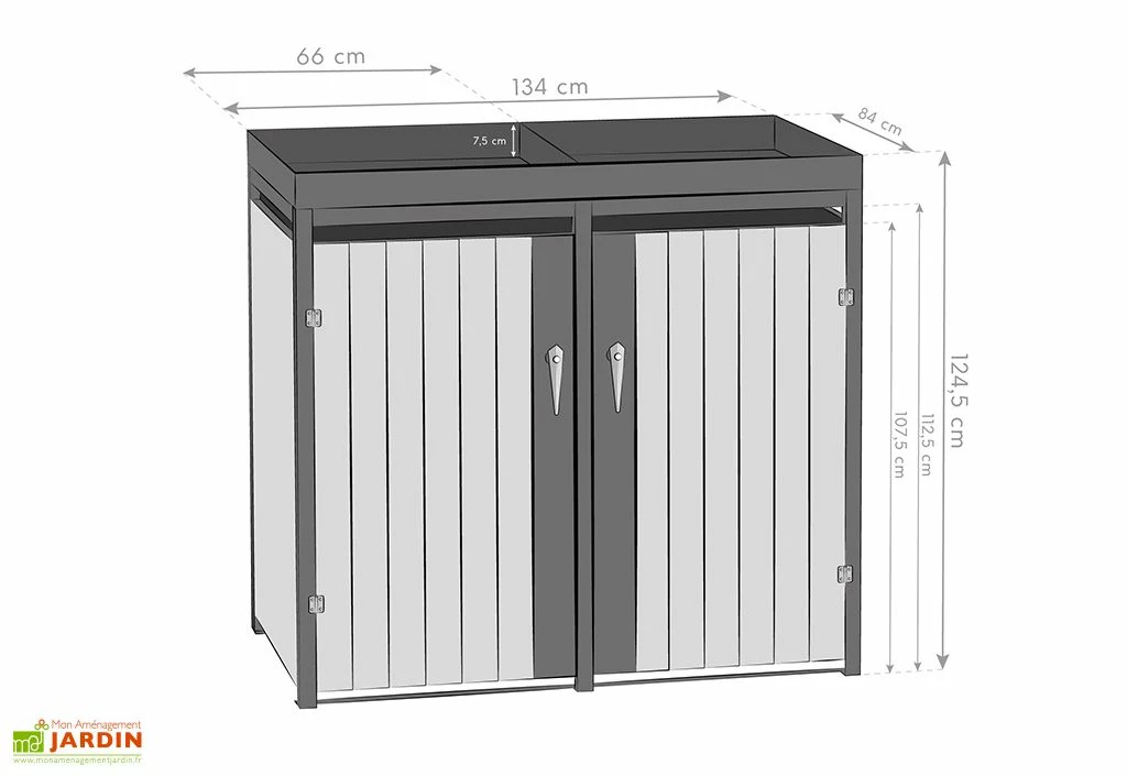 Cache Poubelle Extérieur Double Acier Imitation Bois – 2x 240 Litres 7 Cache Poubelle Extérieur Double Acier Imitation Bois – 2x 240 Litres – Image 5