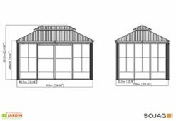 Pergola Fermée En Aluminium 4 X 3 M Avec Toiture Acier - Bolata -MON AMENAGEMENT JARDIN Soldes dimensions pavillon ferme bolata sojag