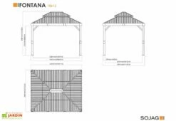Pergola Autoportée En Aluminium Effet Bois 10 M² – Fontana -MON AMENAGEMENT JARDIN Soldes dimensions pergola alu 10m2 fontana sojag