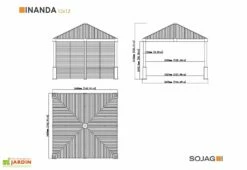 Pergola Autoportée En Aluminium Avec Brise-vues En Lames 13 M² – Nanda -MON AMENAGEMENT JARDIN Soldes dimensions pergola aluminium nanda sojag 13m2