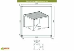 Pergola Bioclimatique Ombréa En Aluminium 4 X 4 M Autoportée - Anthracite -MON AMENAGEMENT JARDIN Soldes dimensions pergola bioclimatique 4x4m ombrea