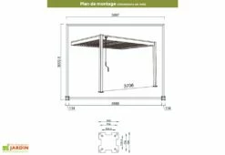 Pergola Bioclimatique Ombréa En Aluminium 3 X 4 M Adossée - Blanche -MON AMENAGEMENT JARDIN Soldes dimensions pergola bioclimatique adossee 3x4m aluminium ombrea 1
