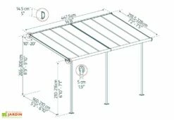 Pergola Adossée En Aluminium Et Polycarbonate 224 Cm – Sierra -MON AMENAGEMENT JARDIN Soldes dimensions pergola sierra 2x5 canopia palram