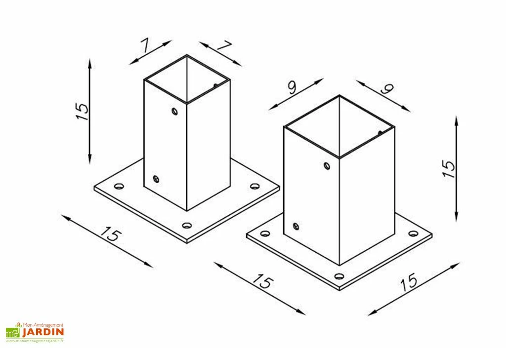 Lot De 4 Supports Pour Surface En Béton Pour Pergola Henley - 9 X 9 X 15 Cm 4 Lot De 4 Supports Pour Surface En Béton Pour Pergola Henley - 9 X 9 X 15 Cm – Image 2