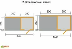Bungalow Design Avellino (550x250cm) 45 Mm -MON AMENAGEMENT JARDIN Soldes dimensions quadro 1