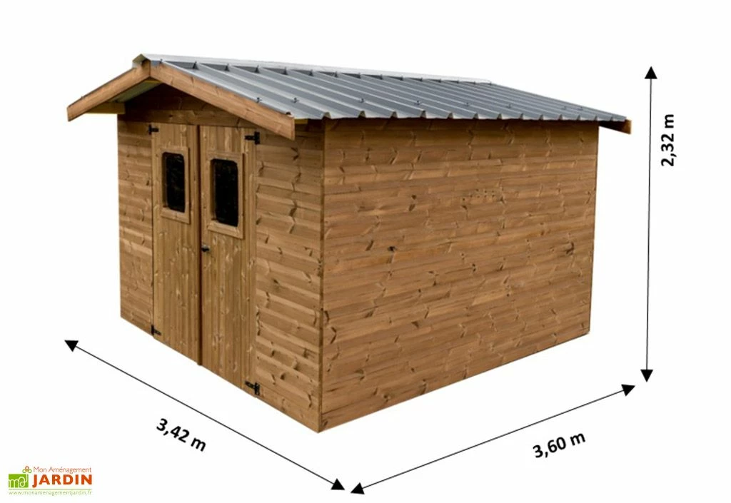 Abri De Jardin En Bois D’épicéa Traité Toit Bac Acier Thermabri – 9 M² 5 Abri De Jardin En Bois D’épicéa Traité Toit Bac Acier Thermabri – 9 M² – Image 3