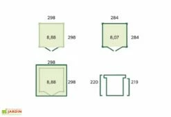 Abri De Jardin En Bois D’épicéa Brut 26 Mm – 8,8 M² -MON AMENAGEMENT JARDIN Soldes dimensions remise jardin gardenas 8m2