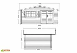 Abri De Jardin En Bois D’épicéa Brut Avec Auvent Lilac – 17,3 M² -MON AMENAGEMENT JARDIN Soldes dimensions schema lilac abri en mm