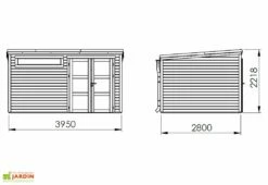 Abri De Jardin En Bois D’épicéa Brut Shelty Modern – 11 M² -MON AMENAGEMENT JARDIN Soldes dimensions schema shelty abri en mm