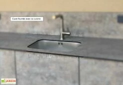 Cuisine Extérieure En Bois Et Aluminium 282 X 61 Cm Statuario -MON AMENAGEMENT JARDIN Soldes evier sous plan cuisine ete 2 1