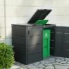 Cache Poubelle En Acier Galvanisé Anthracite - 73 X 85 X 132 Cm -MON AMENAGEMENT JARDIN Soldes exterieur cache poubelle connecteur
