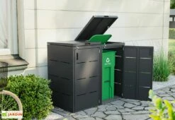 Cache Poubelle En Acier Galvanisé Anthracite - 73 X 85 X 132 Cm