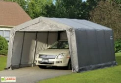 Garage Souple Et Mobile En Acier Et Polyéthylène 18 M² - 5 X 3,5 M -MON AMENAGEMENT JARDIN Soldes garage acier bache polyethylene 5m porte zippee 3