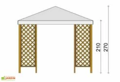 Tonnelle De Jardin En Bois Autoclave Et Toile PVC – Fox 9 M² -MON AMENAGEMENT JARDIN Soldes hauteur tonnelle bois pvc fox