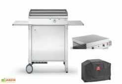 Plancha électrique En Inox Avec Couvercle Amovible + Chariot Fermé Et Housse De Protection