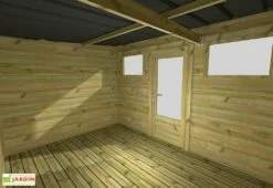 Abri De Jardin En Bois De Pin Traité Avec Auvent Et Plancher – 20,5 M² -MON AMENAGEMENT JARDIN Soldes interieur abri jardin avec plancher