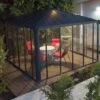 Jardin D’Hiver En Aluminium Et Polycarbonate 13 M² – LEDRO 3600 -MON AMENAGEMENT JARDIN Soldes jardin hiver gris anthracite gazebo carre 360cm ledro3600 2