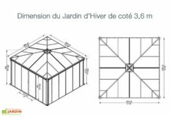Jardin D’Hiver En Aluminium Et Polycarbonate 13 M² – LEDRO 3600 -MON AMENAGEMENT JARDIN Soldes jardin hiver gris anthracite gazebo carre 360cm ledro3600 4