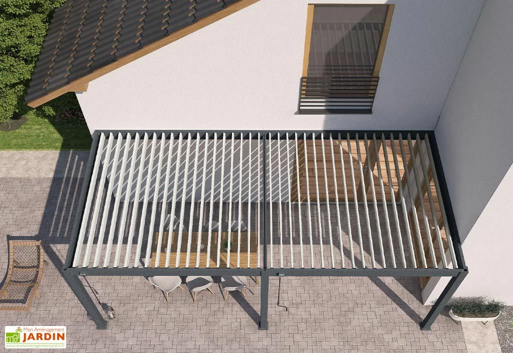Pergola Bioclimatique Ombréa En Aluminium 3 X 6 M Adossée - Anthracite 7 Pergola Bioclimatique Ombréa En Aluminium 3 X 6 M Adossée - Anthracite – Image 5