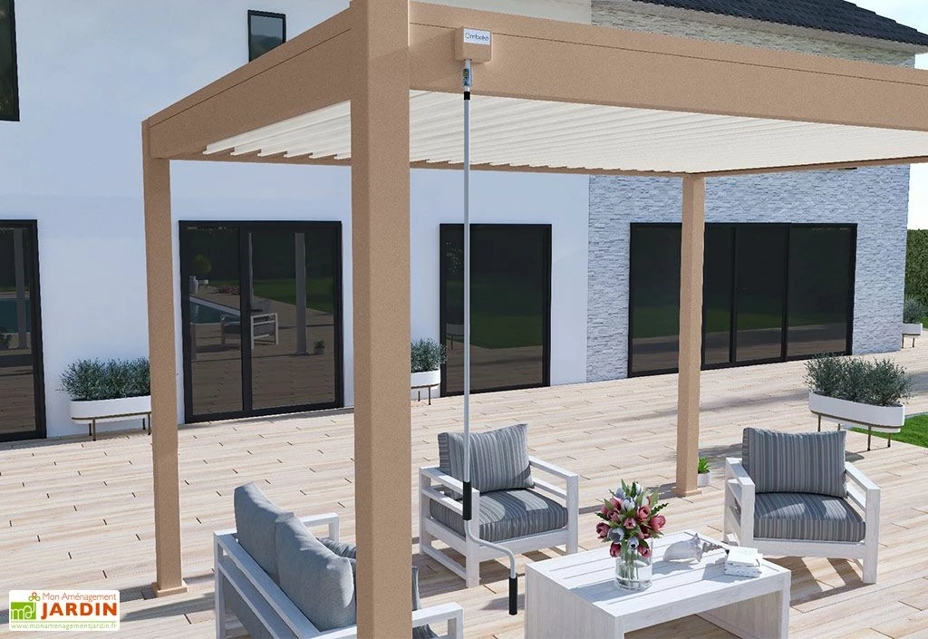 Pergola Bioclimatique Ombréa En Aluminium 3 X 4 M Autoportée - Beige Agathe 8 Pergola Bioclimatique Ombréa En Aluminium 3 X 4 M Autoportée - Beige Agathe – Image 6