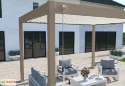 Pergola Bioclimatique Ombréa En Aluminium 3 X 4 M Autoportée - Taupe 13 Pergola Bioclimatique Ombréa En Aluminium 3 X 4 M Autoportée - Taupe -MON AMENAGEMENT JARDIN Soldes manivelle pergola bioclimatique taupe 3x4 ombrea 15 728394